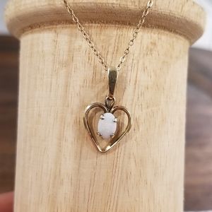 10K Gold Plated Opal heart pendant and necklace